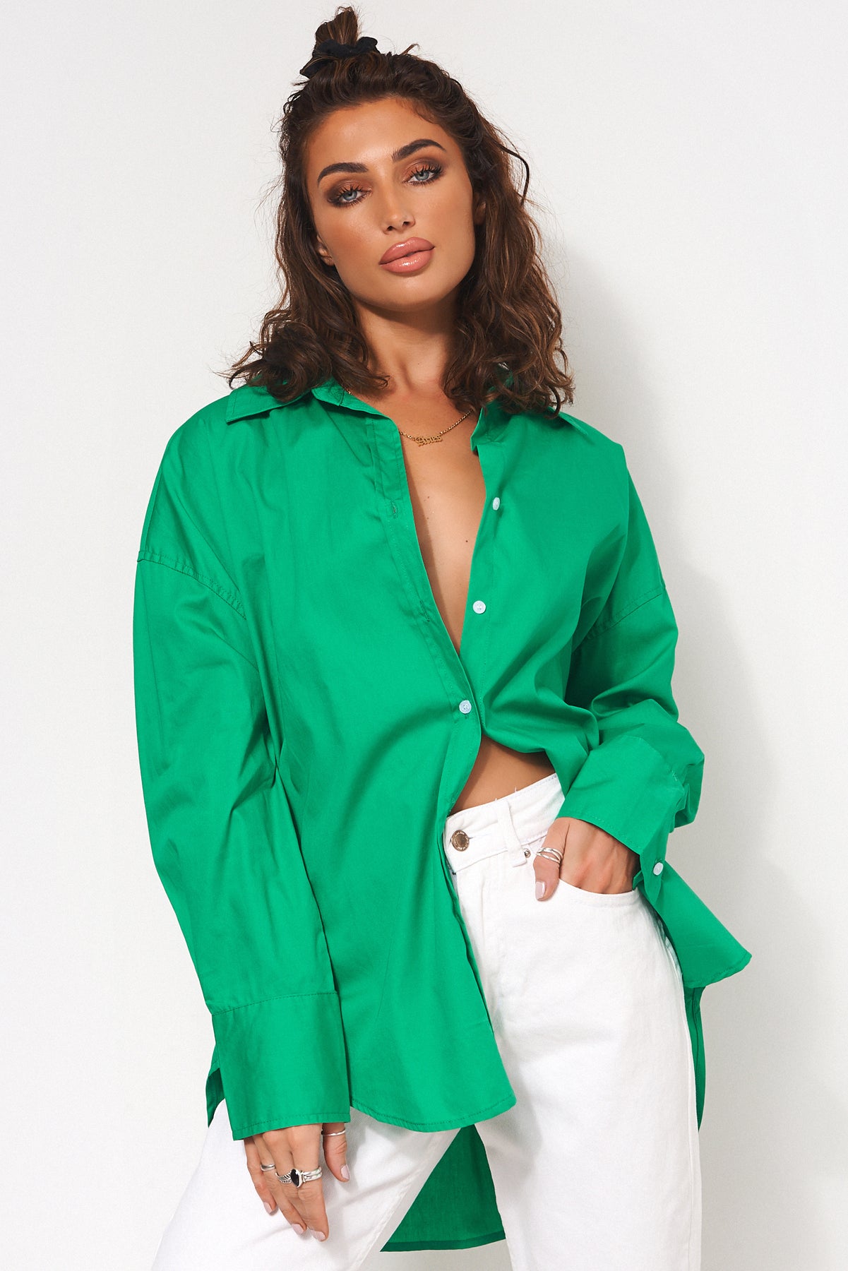 Green Oversized Boyfriend Shirt – The Fashion Bible