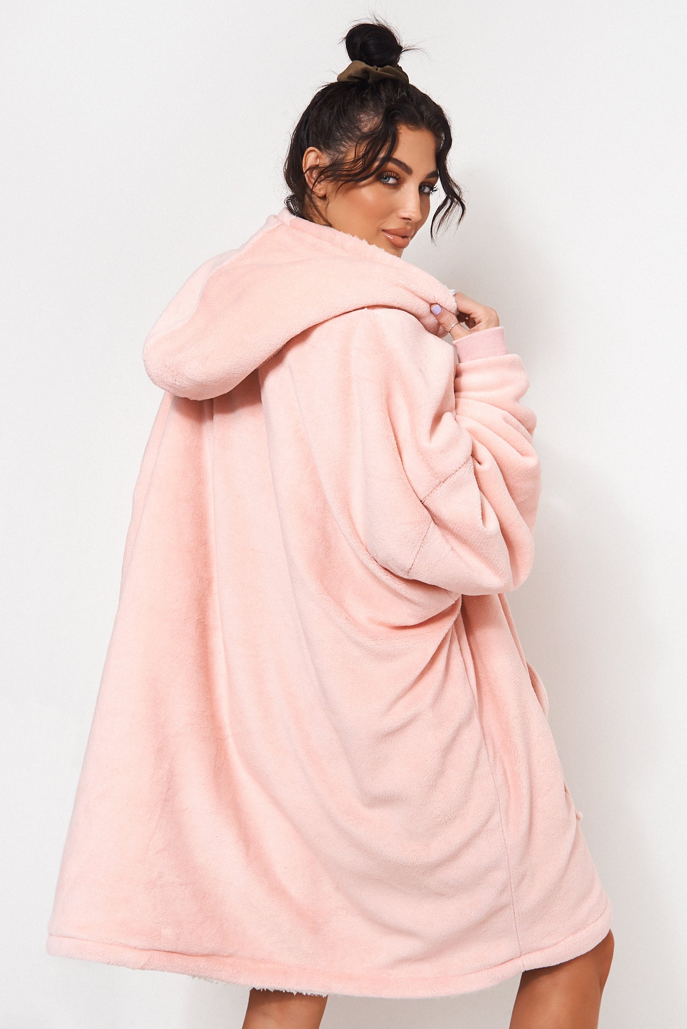 Oversized Pink Short Sherpa Hoodie