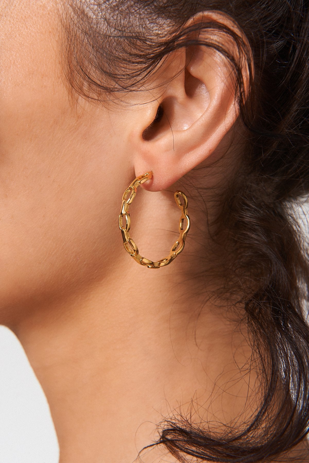 Gold Plated Chain Hoop Earrings