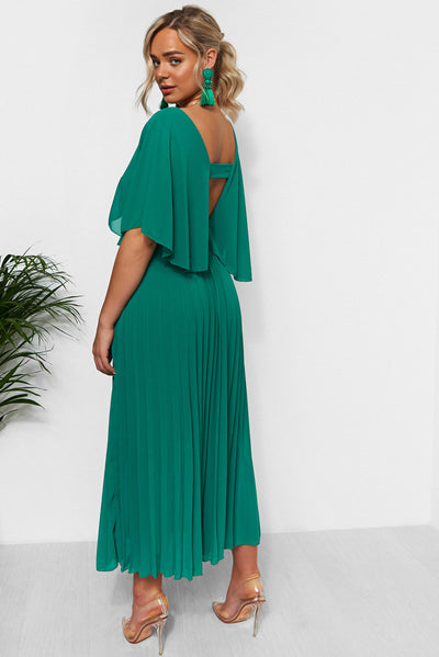 Tama Green Cape Sleeve Maxi Dress