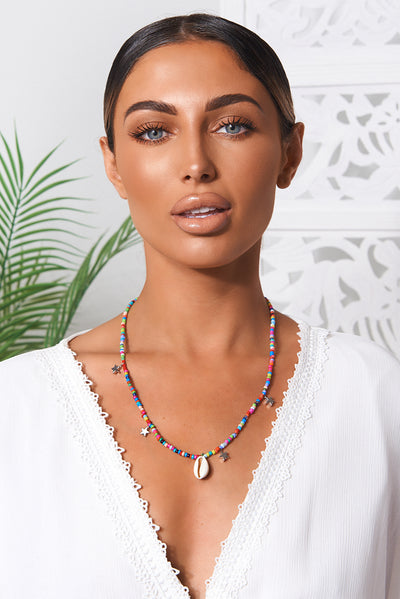 Multi Coloured Beaded Shell Necklace