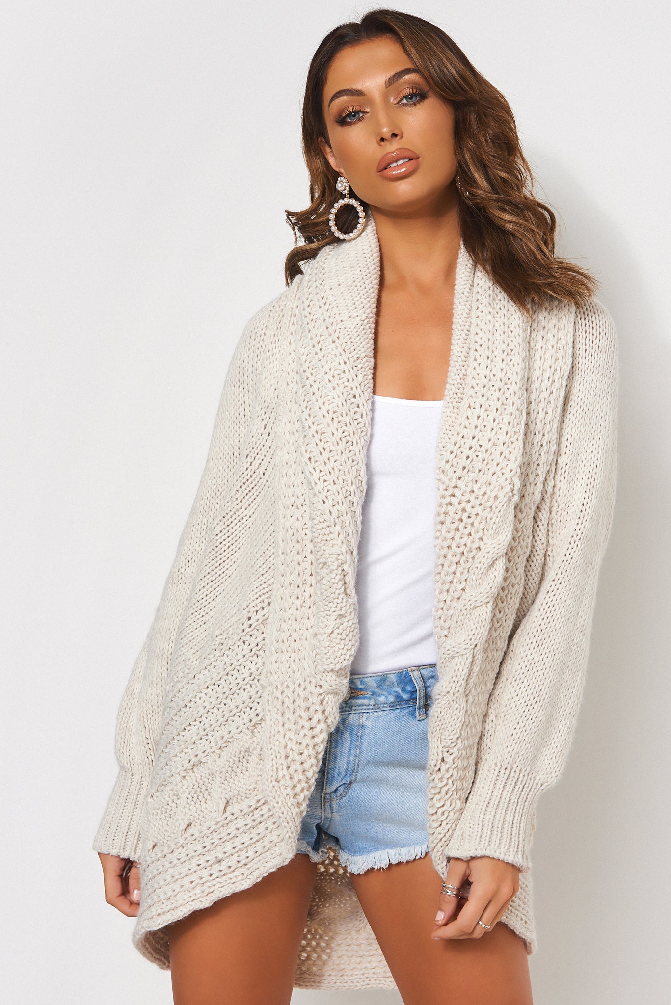 Oatmeal Chunky Knitted Cable Cardigan – The Fashion Bible