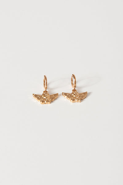 Gold Cherub Hoop Earrings