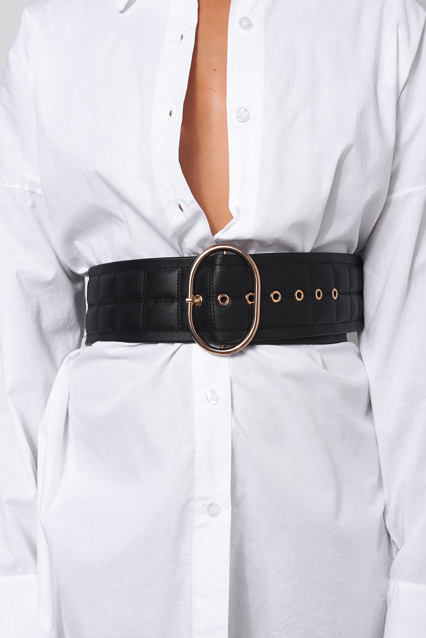 Gold Quilted Wide Belt