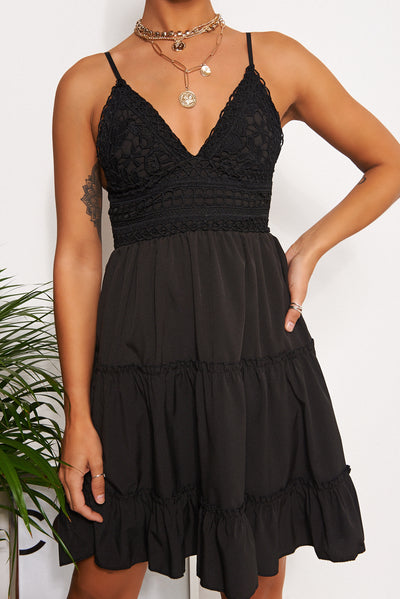 Mica Black Crochet Dress