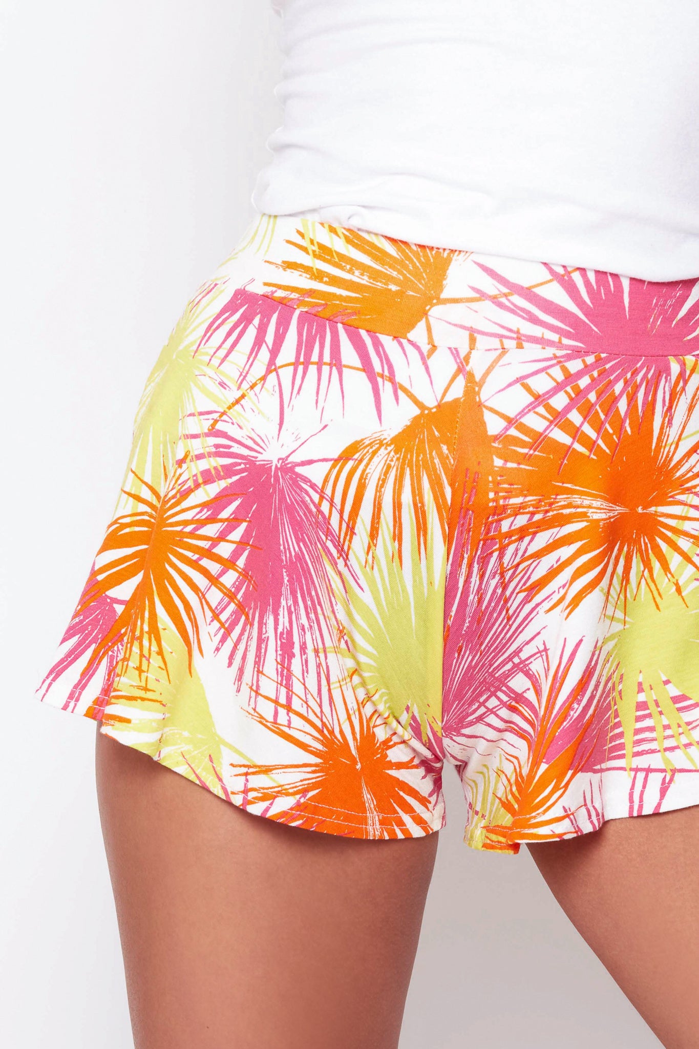Calipso Neon Palm Print Shorts