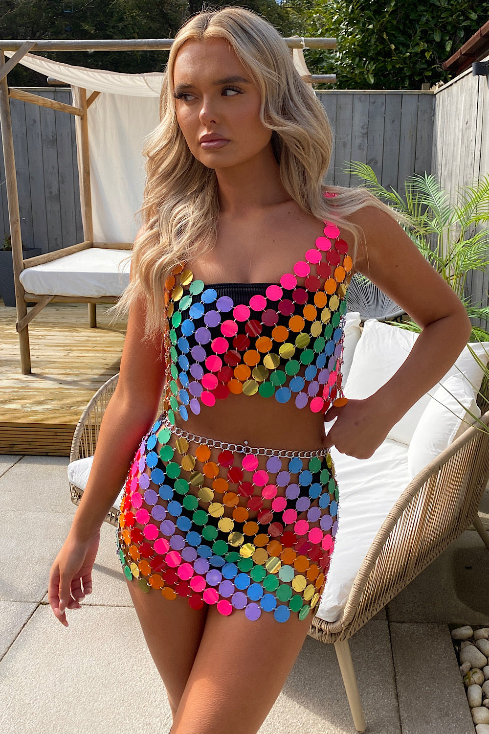 Harley Multicoloured Rainbow Sequin Disc Skirt