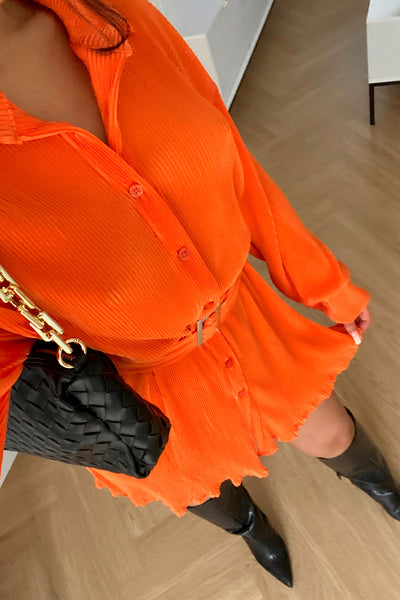 Orange Grecian Shirt Dress