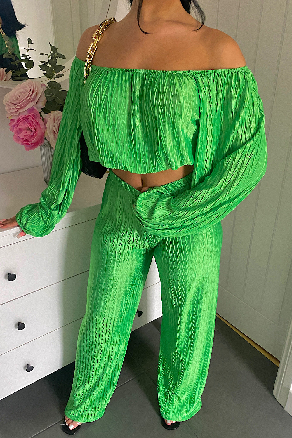 Jama Green Pleated Trouser Co-ord