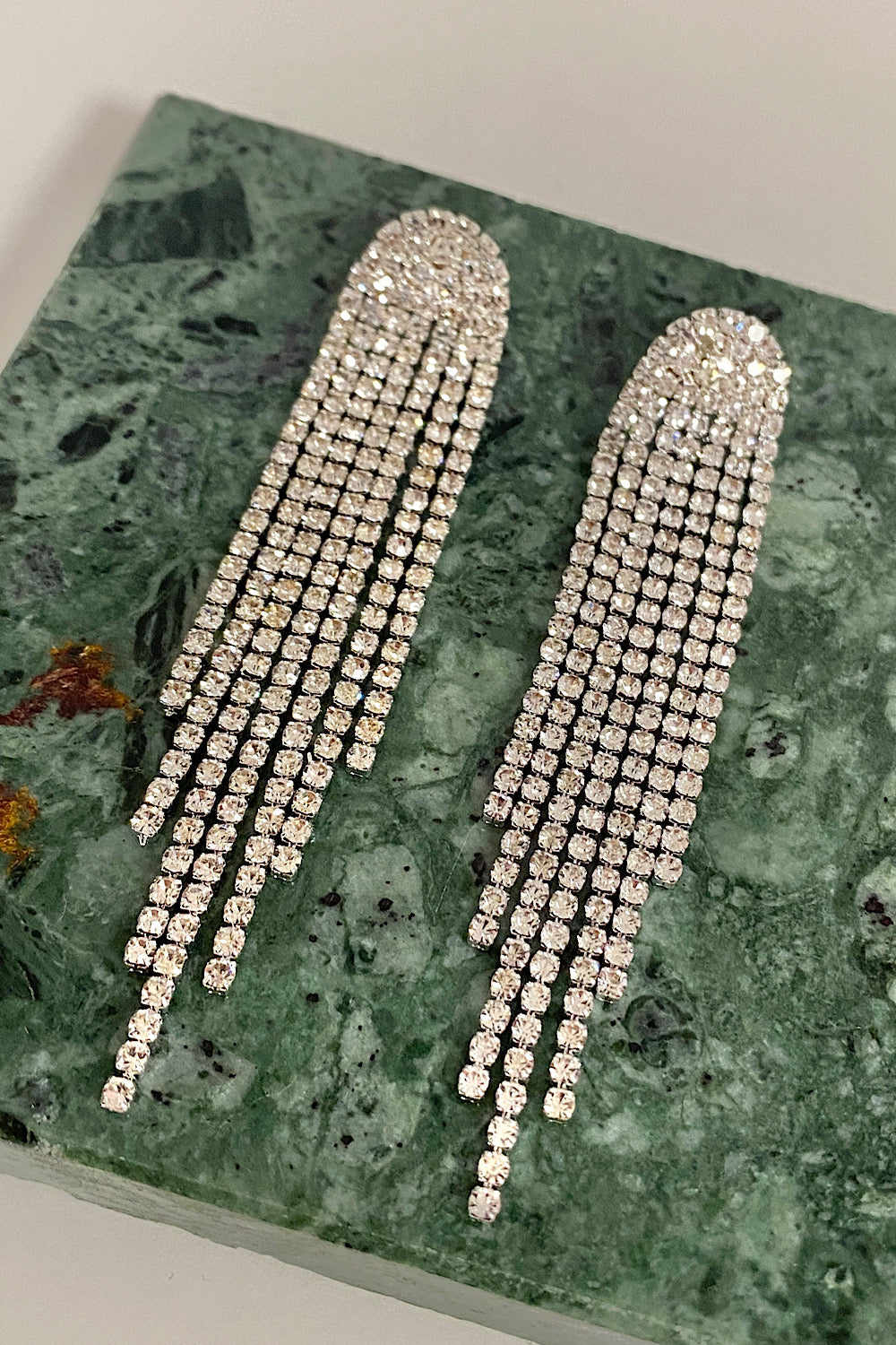 Gigi Silver Diamante Arched Earrings