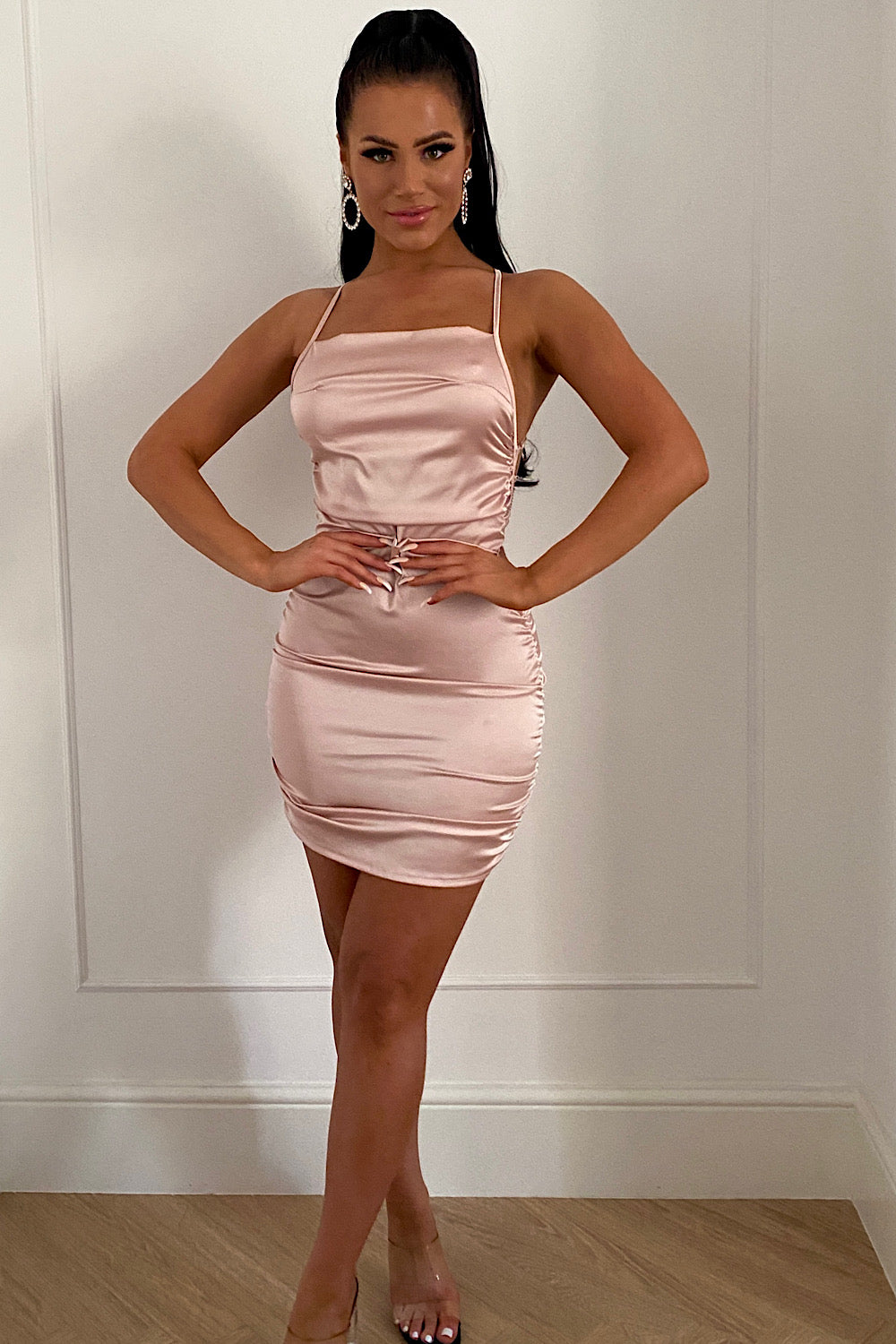 Gigi Champagne Satin Mini Dress