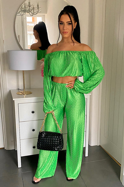 Jama Green Pleated Trouser Co-ord