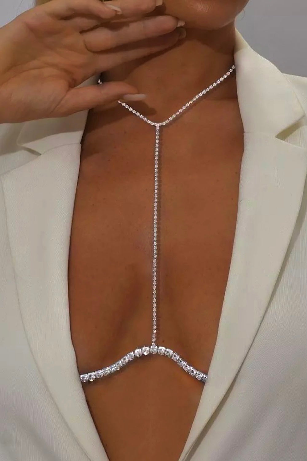 Silver Crystal Diamante Body Chain