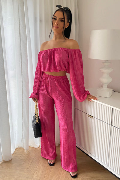 Jama Pink Pleated Trouser Co-ord
